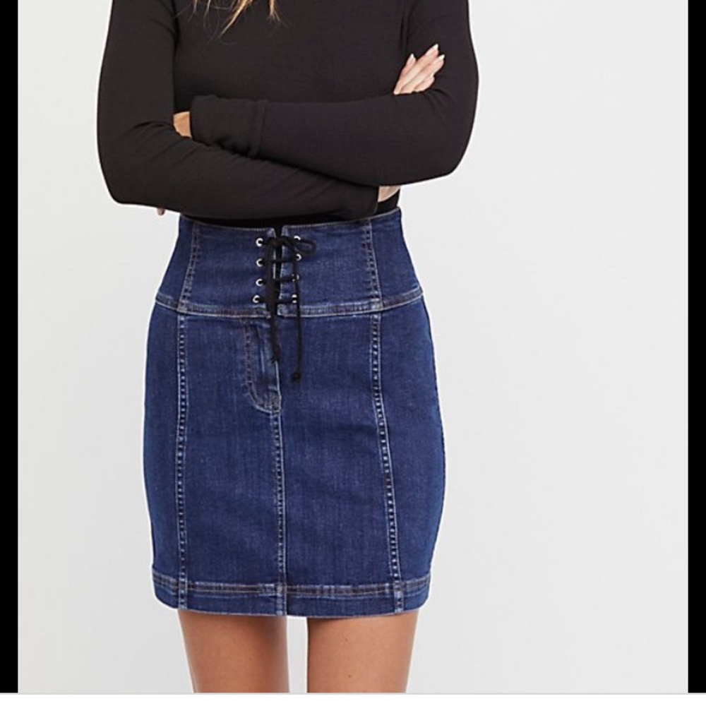 Free People Denim Modern Femme Corset Skirt